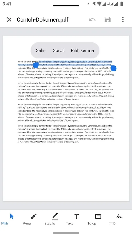 PDF View & Editor Pro: select and copy text